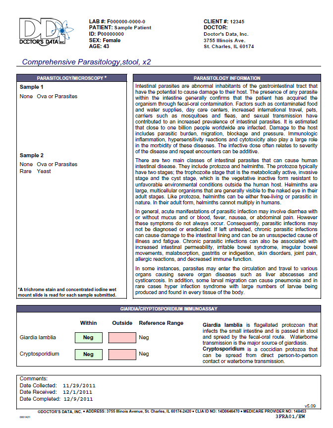 Comprehensive Parasitology Profile